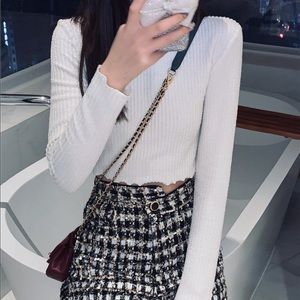 NWOT White y2k Korean Ribbed Crop Top - S